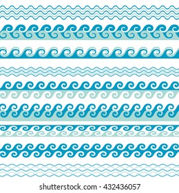 Seamless Vector Wave Line Pattern Borders Stock Vector (royalty Free 