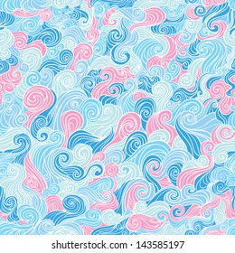 Seamless vector wavy background. Curly endless texture. Tiling background with swirls.