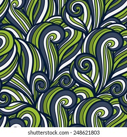 Seamless vector wavy background. Curly endless texture. Tiling background with swirls.