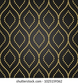 Seamless vector wavy dotted golden ornament. Modern background. Geometric modern pattern