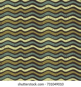 Seamless vector wavy pattern in brown and green natural colors for clothing design and backgrounds