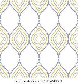 Seamless vector wavy silver and golden dotted pattern. Modern geometric ornament with royal lilies. Classic vintage background