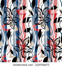 seamless vector  weave pattern and strips pattern on white background