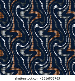 seamless vector weave pattern and strips pattern on navy background