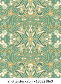 Seamless vector weaved floral pattern with stylized sea anemones