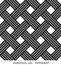 Seamless vector weaving pattern, linear background with crossed lines, textile knitted repeat tiling wallpaper, perfect simplistic minimal design.