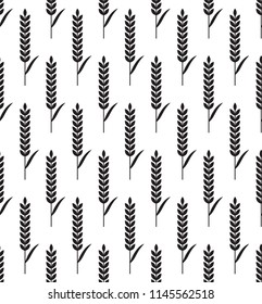 Seamless vector wheat ears pattern . Brown background