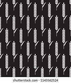 Seamless vector wheat ears pattern . Brown background