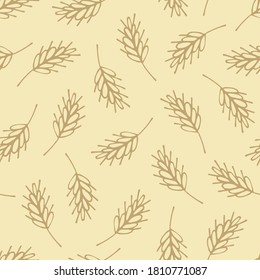 Seamless vector wheat ears pattern. Seamless pattern Brown ears of corn.spikelets wheat pattern, texture for print, textile, fabric, decoration, wrapping. bread, agricultural crops, wheat cultivation