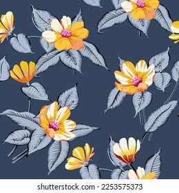 patrón de flor blanca vectorial transparente en fondo gris