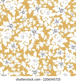 flores blancas vectinales sin soldadura patrón sobre fondo amarillo