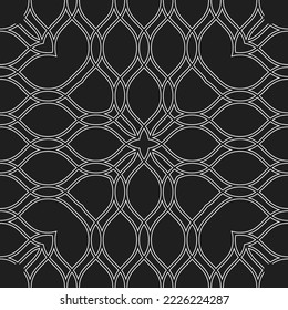 Seamless vector white ornament in arabian style. Geometric abstract dark background. Pattern for wallpapers and backgrounds