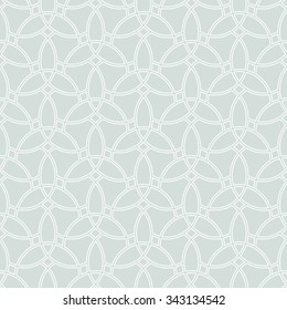 Seamless vector white ornament with light blue background. Modern stylish geometric pattern with repeating elements