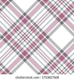 Seamless vector white and pink tartan pattern. Plaid background. Classic fashion ornate pattern. For fabric, textile, wrapping, cover