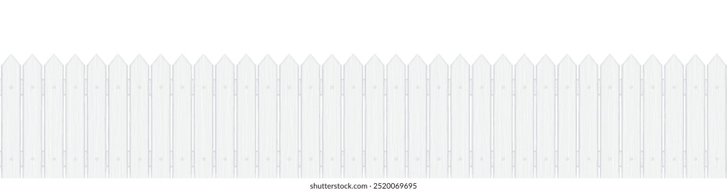 Seamless Vector White Wooden Picket Fence