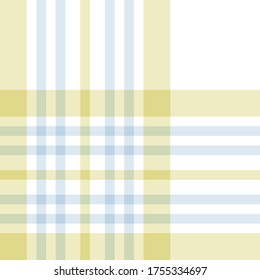 Seamless vector white yellow blue tartan pattern. Plaid background. Classic fashion ornate pattern. For fabric, textile, wrapping etc.