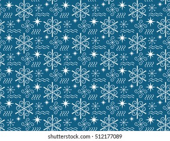 Seamless vector winter themed pattern with snowflakes 