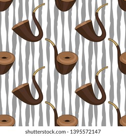 Seamless Vector wooden Vintage Smoking Pipe Illustration Pattern