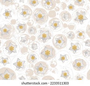 Seamless vector yellow christmas flower pattern on white background.