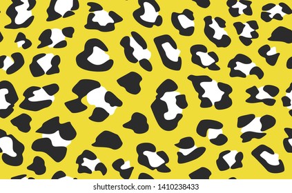 Seamless vector yellow colored leopard pattern.  Trendy stylish wild leopard print. Animal print background for fabric, textile, design, advertising banner.