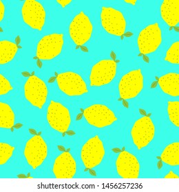 Seamless vector yellow lemons pattern. 10 eps citrus vitamin background for design, fabric, textile, cover, web and wrapping.