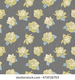 Seamless Vector Yellow Peonies Pattern