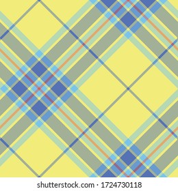Seamless vector yellow tartan pattern. Plaid background. Classic fashion wool pattern. For fabric, textile, wrapping, cover etc.