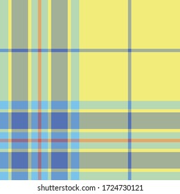 Seamless vector yellow tartan pattern. Plaid background. Classic fashion wool pattern. For fabric, textile, wrapping, cover etc.