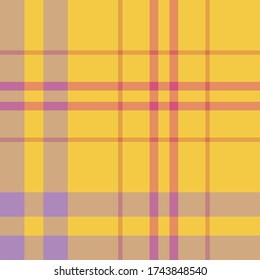 Seamless vector yellow tartan pattern. Plaid background. Classic fashion wool pattern. For fabric, textile, wrapping, cover, banner etc.