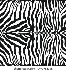 Seamless vector zebra skin pattern. 10 eps animal print for fabric, textile, design, cover, wrapping. Black and white stripes background.