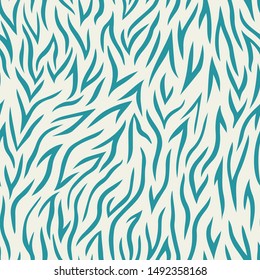 Seamless vector zebra stripes pattern. Animal print for design, cover, wrapping, textile, fabric. 10 eps turquoise design. 
