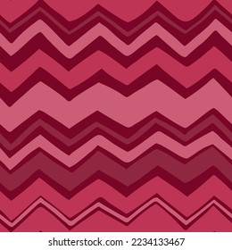 Seamless vector zigzag pattern, hand-drawn. Multicolored zigzag stripes. The color of the year is Viva Magenta. Flat background for textiles, printing and any of your designs