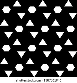 Seamless vector.Ethnic motif. Hexagons, triangles background. Folk ornament. Polygons pattern. Geometric wallpaper. Digital paper, textile print, abstract backdrop.