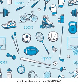 
Seamless vectorial pattern of sport in blue tones