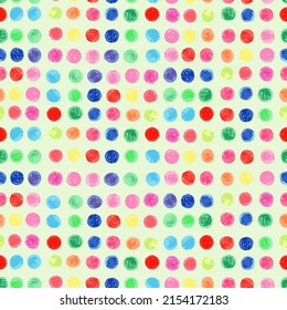 Seamless vectorial repeating pattern with coloured balls or dots on a light background