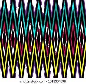 Seamless vectorial zigzag pattern with ethnic motif and bright colors