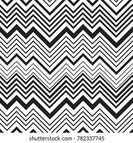seamless vectorial zigzag pattern with horizontal stripes, black and white background