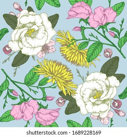 seamless vectorized hand-drawn illustration intricate floral pattern