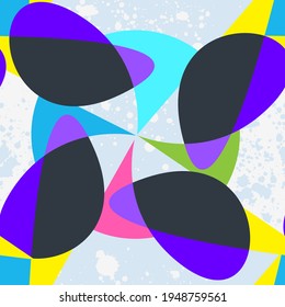 Seamless vectr abstract pattern with chaotic clorful shapes