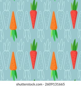 Seamless vegetable carrot pattern. Flat design.