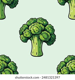 Seamless vegetable pattern with broccoli