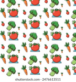 Seamless vegetable pattern, cartton vegetables.