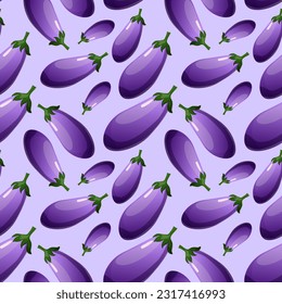 Seamless vegetable pattern with eggplant. Vector pattern 