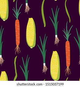 Seamless vegetable pattern with vegetable elements. Creative vegetable texture for fabric, wrapping, textile, wallpaper,