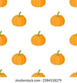 Seamless vegetable pattern with orange pumpkins.