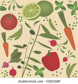 Seamless vegetable pattern; vector format