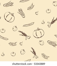 Seamless vegetable pattern vector illustration