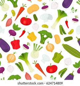 Seamless Vegetables Background/
Illustration of a seamless background of cartoon spring vegetables, with various condiments and ingredients for food recipes