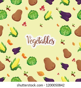 Seamless vegetables background whith title