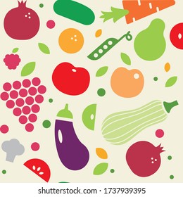 seamless vegetables and fruits pattern